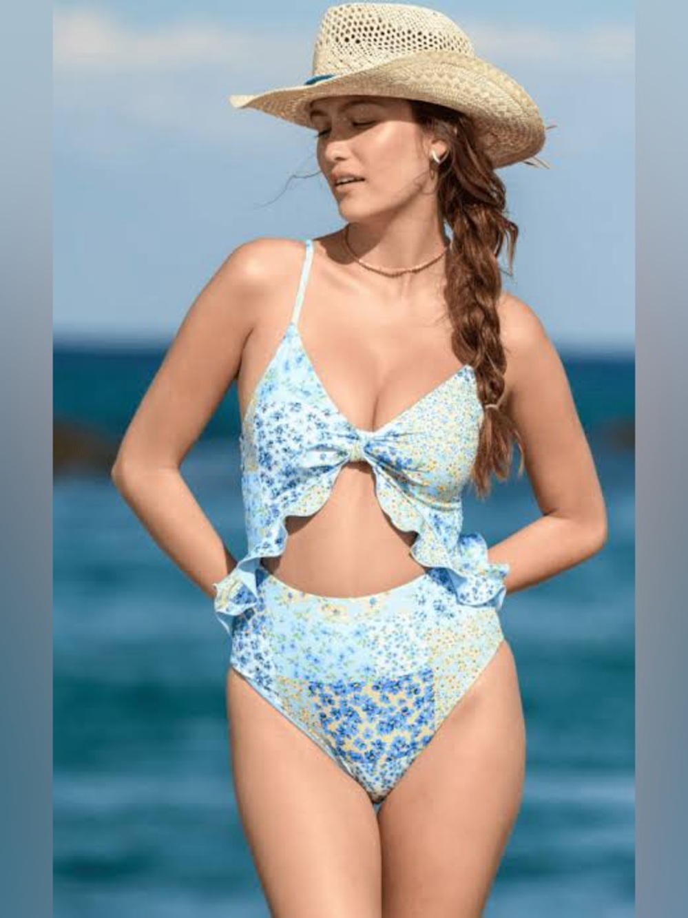 Power 2 the flower Altar'd State Breezy Floral Patchwork CutOut Swimsuit size L